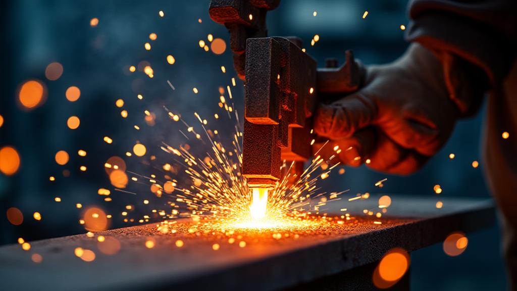 Metal forging sparks flying during precision metalwork